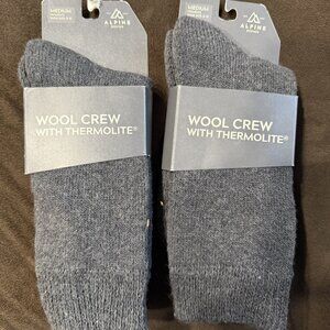 Alpine Design Wool Crew with Thermolite Grey Calf Cut Socks 2 Pair Medium (8-10)
